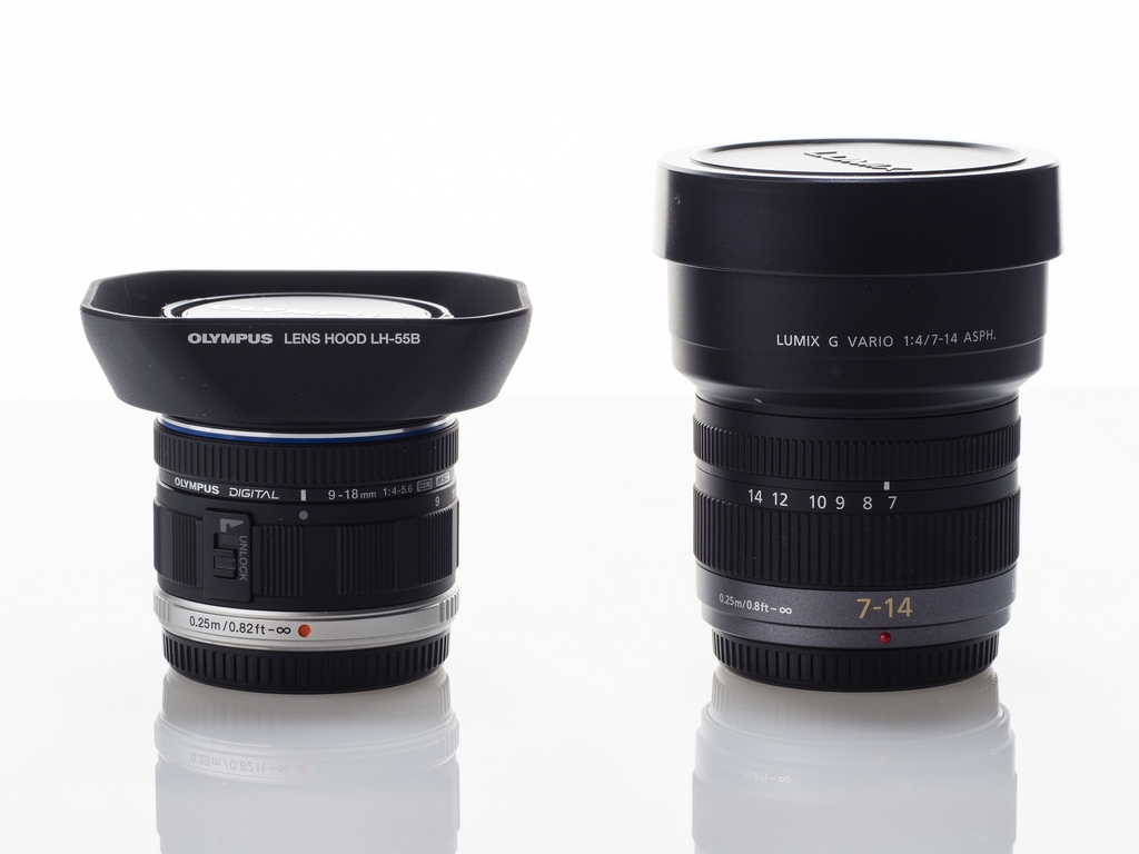 価格.com - 『LUMIX G VARIO 7-14mm/F4.0と大きさ比較』オリンパス M