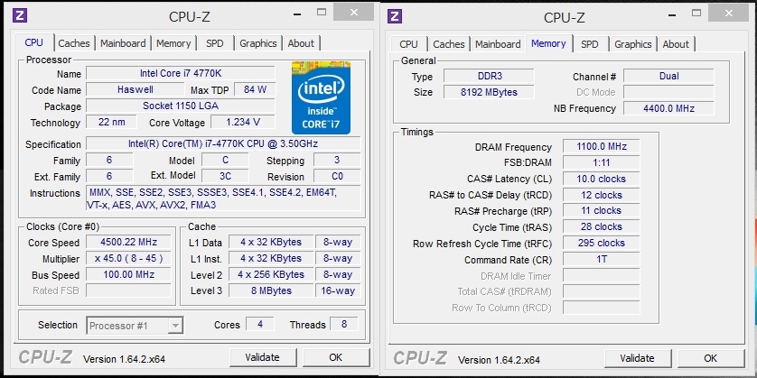 価格.com - 『追記後のCPU-Z』インテル Core i7 4770K BOX 海ザル 