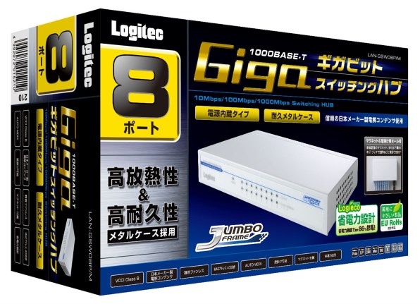 Logitec スイッチングハブ ギガビット対応 8ポート 電源内蔵 メタル 50℃対応 LAN-GSW08P/HGW tf8su2k Amazon | Logitec スイッチングハブ ギガビット対応 8ポート