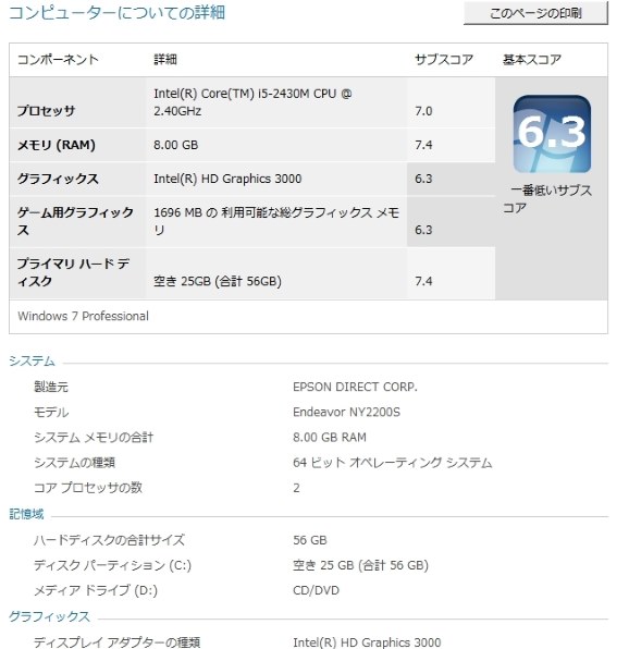 EPSON Endeavor NY2200S 価格.com限定 Core i5搭載モデル 価格