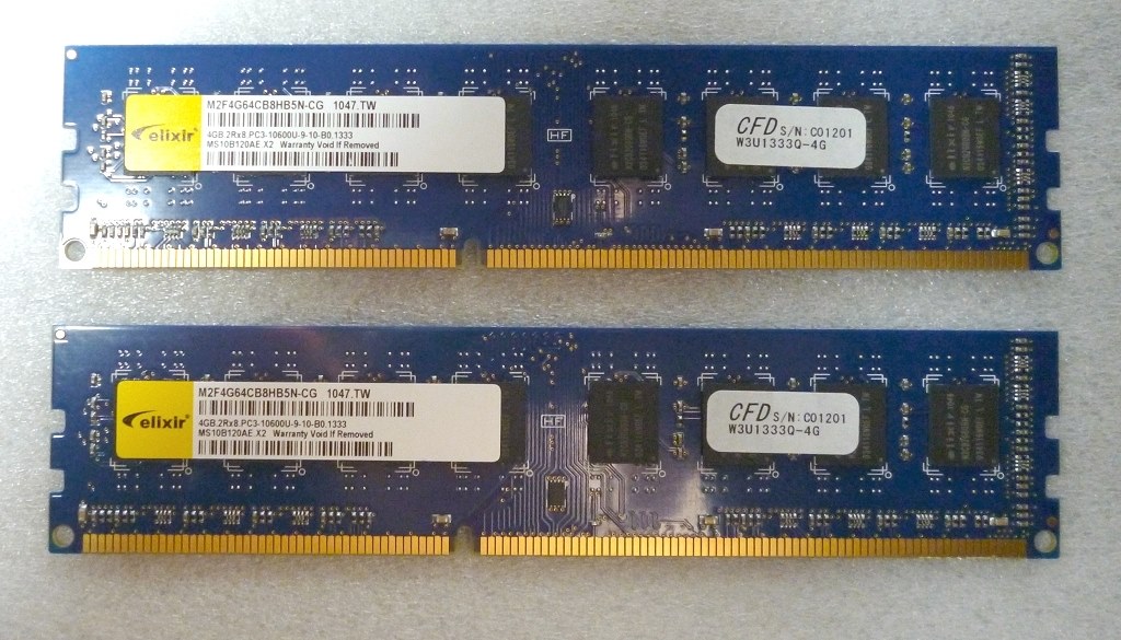 安定したメモリです。中はelixirのチップです。』 CFD W3U1333Q-4G [DDR3 PC3-10600 4GB 2枚組]  kokonoe_hさんのレビュー評価・評判 - 価格.com