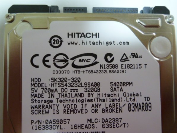 HGST HTS543232L9A300 (320GB 9.5mm) 価格比較 - 価格.com